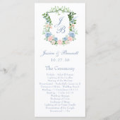 Dusty Blue Floral Crest Wedding Programma (Voorkant)