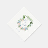 Dusty Blue Floral Crest Wedding Servet (Hoek)