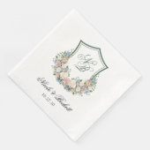 Dusty Blue Floral Crest Wedding Servet (Hoek)