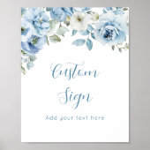 Dusty Blue floral Custom Poster (Voorkant)