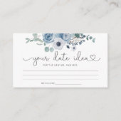 Dusty blue floral Date-ideeën. Datum jar Informatiekaartje (Voorkant)