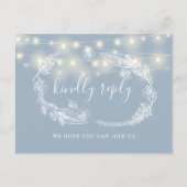 Dusty Blue Floral Demande de carte RSVP (Devant)