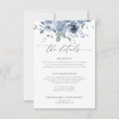 Dusty Blue Floral Détails du Mariage Carte de boît (Devant)