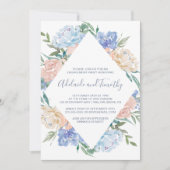 Dusty Blue Floral Diamond Engagement Party Kaart (Voorkant)