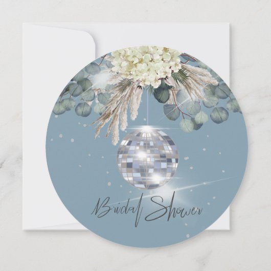 Dusty Blue Floral Disco Ball Vrijgezellenfeest Ron Kaart (Achterkant)