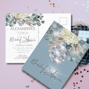 Dusty Blue Floral Disco Bridal Shower Invitation