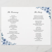 Dusty Blue Floral DIY Folded Wedding Programme (Achterkant)