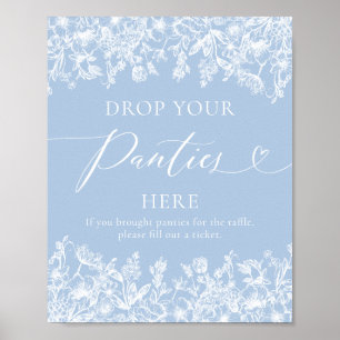 Dusty Blue Floral Drop je slipje hier spel teken Poster