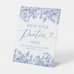 Dusty Blue Floral Drop je slipje hier spel teken Reclamebord Met Voetstuk