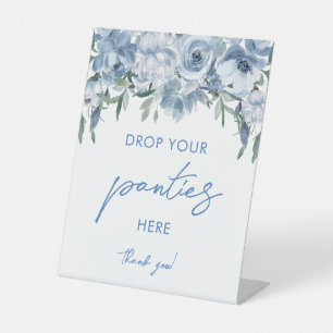 Dusty Blue Floral Drop je slipje hier spel teken Reclamebord Met Voetstuk