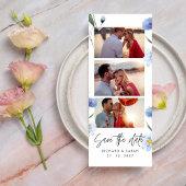 Dusty Blue Floral Elegante fotostrip Save The Date