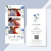 Dusty Blue Floral Elegante fotostrip Save The Date