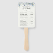 Dusty Blue Floral Elegante Trouwprogramma's Handwaaier (Achterkant)