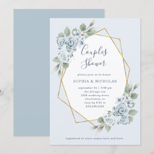 Dusty Blue Floral en Eucalyptus Kogelschoen Kaart