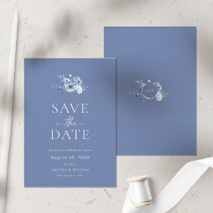 Dusty Blue Floral Enregistrer la carte Date