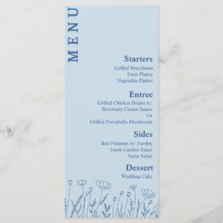 Dusty Blue Floral Eten en Drinken Menu