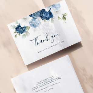 Dusty Blue Floral Eucalyptus Botanical Wedding Bedankkaart