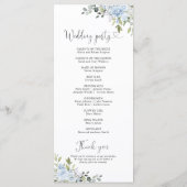 Dusty Blue Floral Eucalyptus Wedding Program Programma (Achterkant)