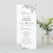 Dusty Blue Floral Eucalyptus Wedding Program Programma (Staand voorkant)