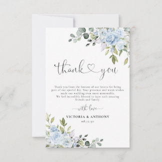 Dusty Blue Floral Eucalyptus Wedding Thank You Bedankkaart