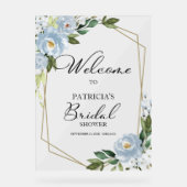 Dusty Blue Floral Fête des mariées Affiche de bien (Recto)