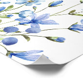 Dusty Blue Floral Fête des mariées Affiche de bien (Coin)