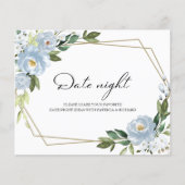 Dusty Blue Floral Fête des mariées Date Cartes de  (Devant)