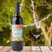 Dusty Blue Floral Fiesta Mexicaanse bruiloft Wijn Etiket