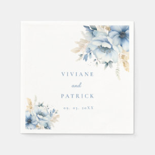 Dusty Blue Floral Geometrische Lijst Bloom Wedding Servet