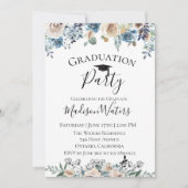 Dusty Blue Floral Gradual Party Invitation Kaart (Voorkant)