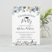 Dusty Blue Floral Gradual Party Invitation Kaart (Staand voorkant)