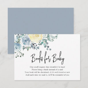Dusty Blue Floral Greenery Boy Boeken voor Baby Informatiekaartje