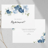Dusty Blue Floral Greenery Bridesmaid Voorstel Kaart