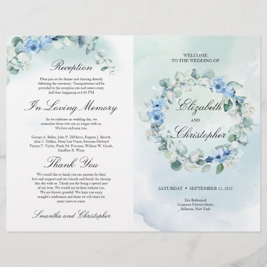 Dusty Blue Floral Greenery Eucalyptus Wedding (Voorkant)