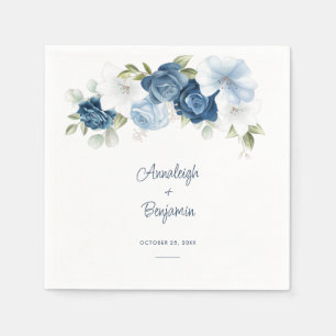 Dusty Blue Floral Greenery Foliage Wedding Servet