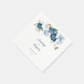 Dusty Blue Floral Greenery Foliage Wedding Servet (Hoek)