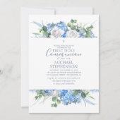 Dusty Blue Floral Greenery Modern Heilige GEMEENSC Kaart (Voorkant)