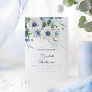Dusty Blue Floral Greenery Modern Vrijgezellenfees Kaart