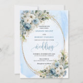 Dusty Blue Floral Greenery wedding invitation (Devant)