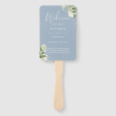 Dusty Blue Floral Greenery Wedding Programme Handwaaier (Voorkant)