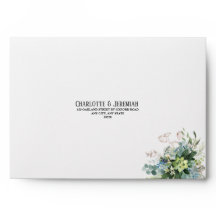 Dusty Blue Floral Greenery Wedding Return Address