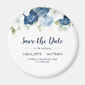 Dusty Blue Floral Greenery Wedding Save the Date Magneet (Voorkant)