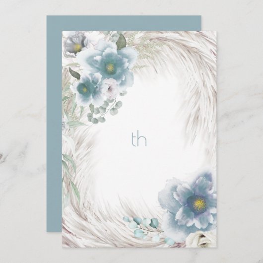 Dusty BLue Floral Invitation (Devant / Derrière)