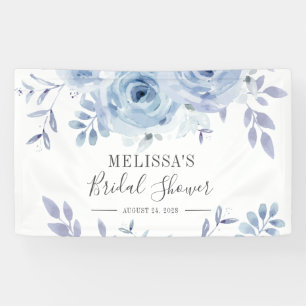 Dusty Blue Floral Lila Vrijgezellenfeest Spandoek