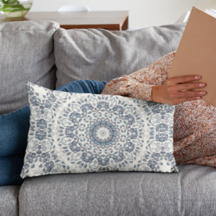 Dusty Blue Floral Mandala Kussen