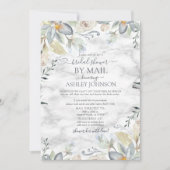 Dusty Blue Floral Marble Vrijgezellenfeest per pos Kaart (Voorkant)