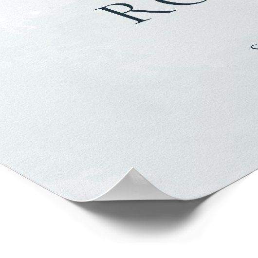 Dusty Blue Floral Mariage Affiche de bienvenue (Coin)