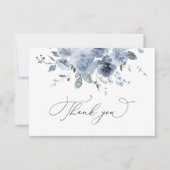 Dusty Blue Floral Mariage Carte de remerciements (Devant)