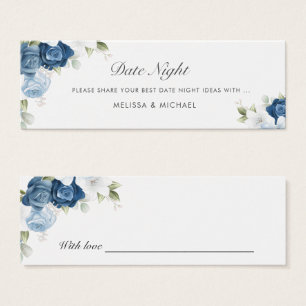 Dusty Blue Floral Mariage Date Night Jar Card