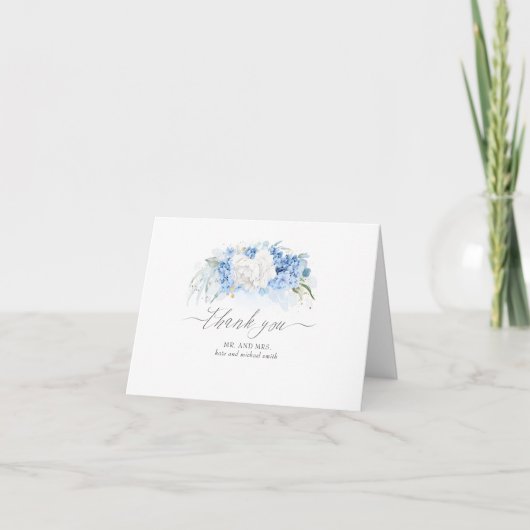 Dusty Blue Floral Mariage Merci (Devant)